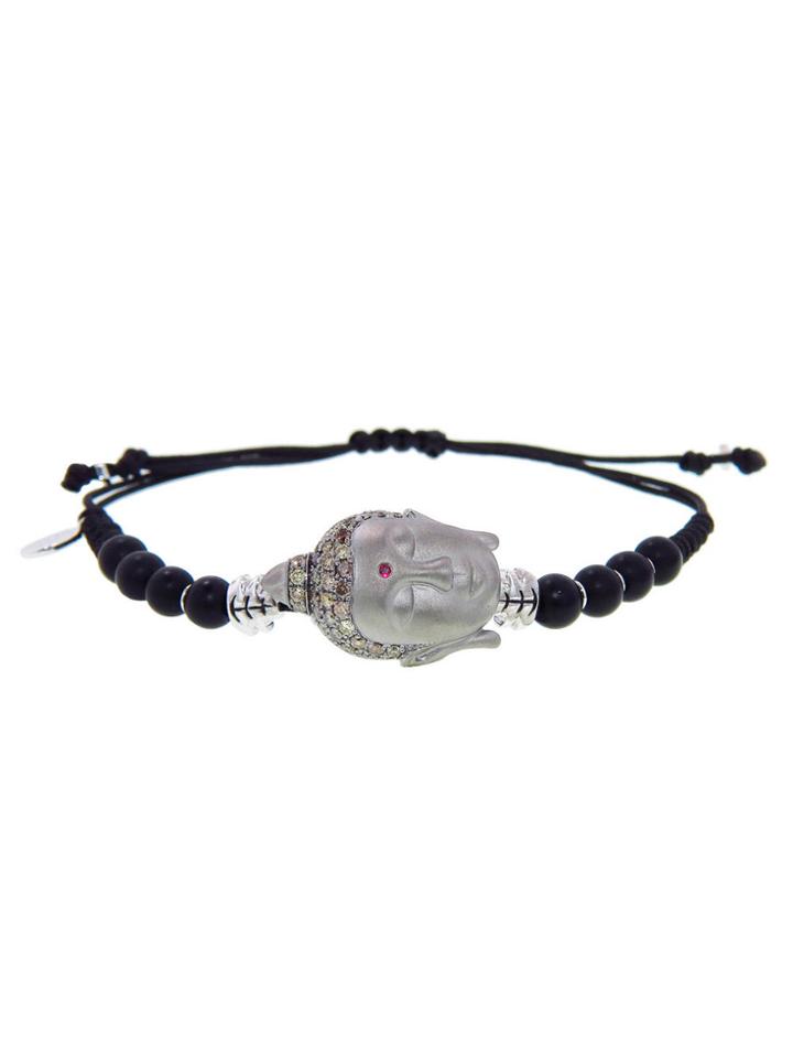 Pippo Perez Buddha Head Bracelet With Brown Diamonds - White Gold