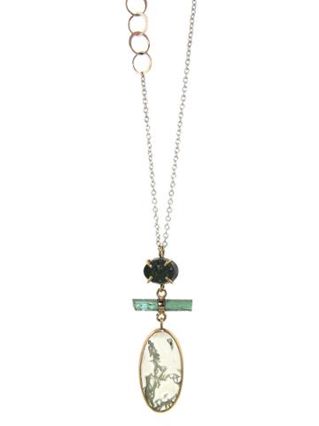 Melissa Joy Manning Natural Druzy, Tourmaline Stick And Mass Agate Necklace