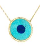 Jennifer Meyer Turquoise Inlay And Lapis Center Eye Necklace With Diamonds - Yellow Gold
