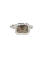 Todd Reed Square Rose Cut Beige Diamond Solitaire Ring In Palladium
