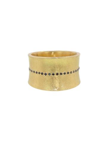 Todd Reed Wide Band Yellow Gold Ring With Black Diamonds