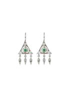 Cathy Waterman Small Emerald Swirl Earrings With Fringe
