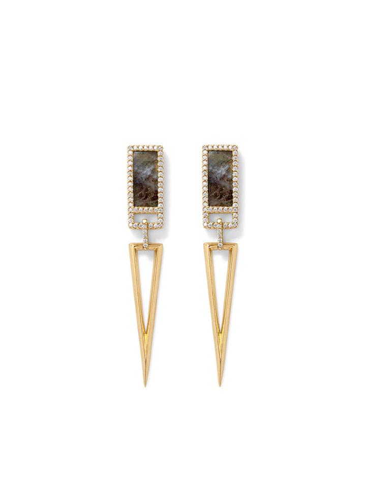 Monique Péan Spectrolite And Pav? Diamond Open Link Earrings