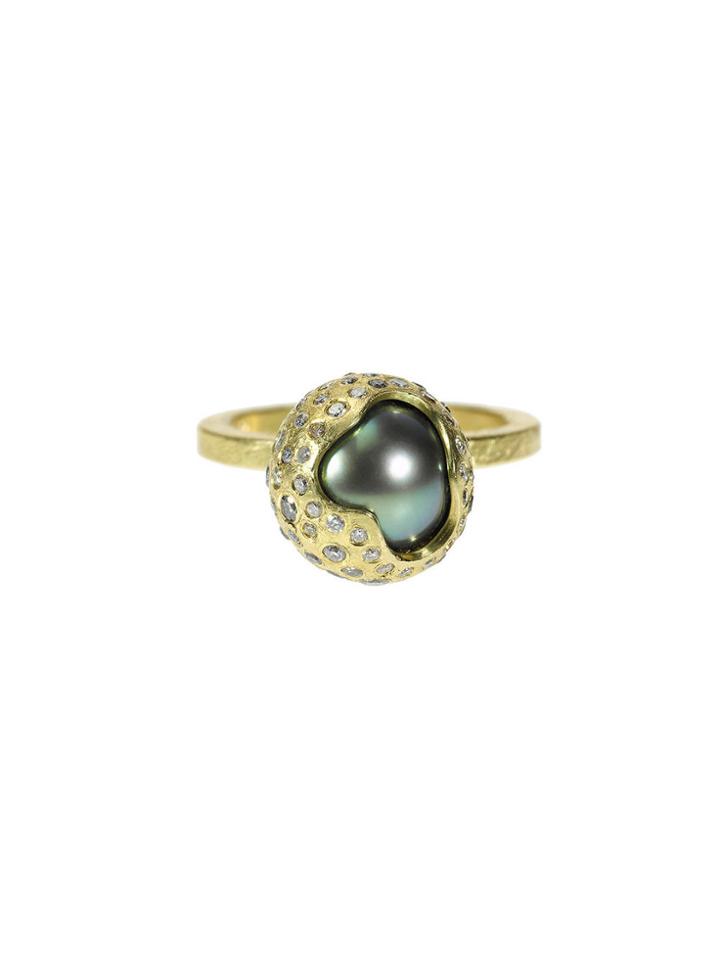 Todd Reed Handmade Tahitian Pearl And White Diamond Ring