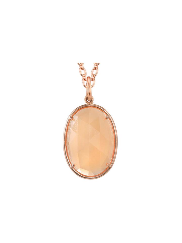 Irene Neuwirth Oval Rose Cut Peach Moonstone Charm - Rose Gold