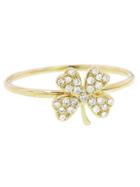 Sydney Evan Four Leaf Clover Yellow Gold Ring With Diamonds
