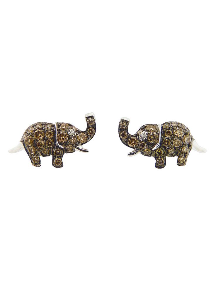 Pippo Perez Brown Diamond Elephant Studs - White Gold