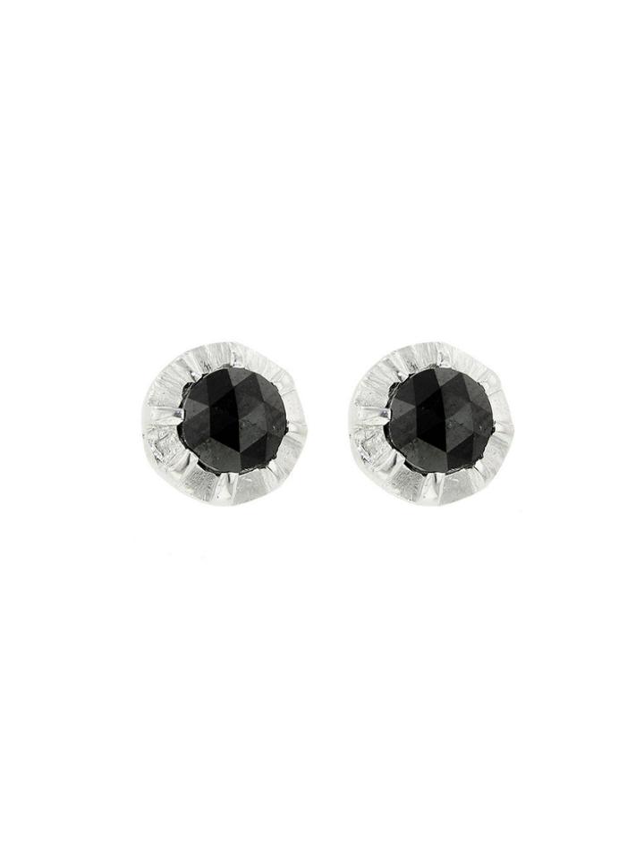 Sethi Couture Black Diamond Studs In White Gold