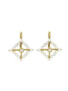 Cathy Waterman Pearl Beaded Squares - Designer Yellow Gold Earrings