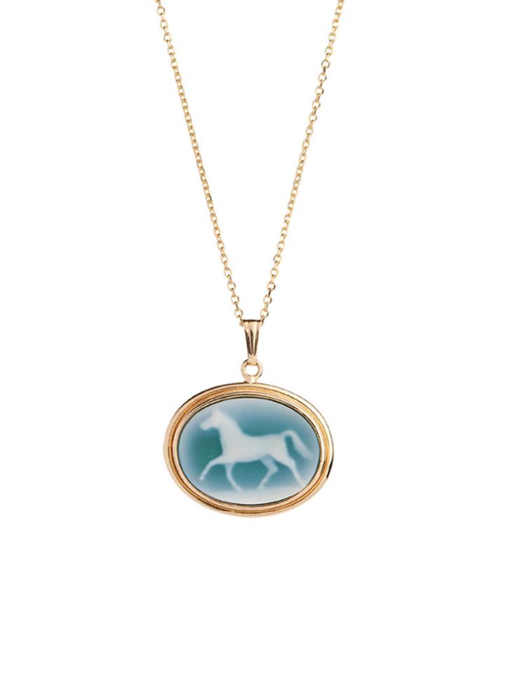 Ylang 23 Agate Horse Cameo Necklace
