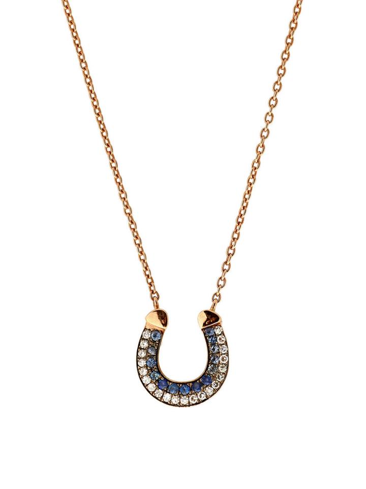 Ylang 23 Diamond And Sapphire Horseshoe Pendant Necklace