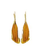 Annette Ferdinandsen Orange Montana Agate Moth Wing Earrings - Yellow Gold