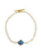 Cathy Waterman Gold Chain Bracelet With Blue And Green Boulder Opal