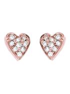 Jennifer Meyer Diamond Heart Studs - Rose Gold