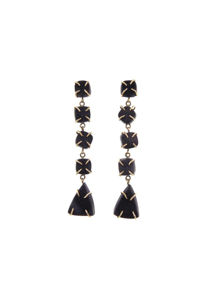 Melissa Joy Manning Black Druzy Five Drop Earrings