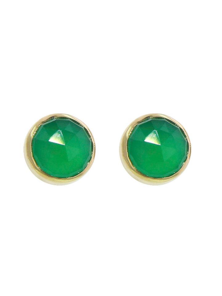 Jamie Joseph Large Oval Rose Cut Green Onyx Studs