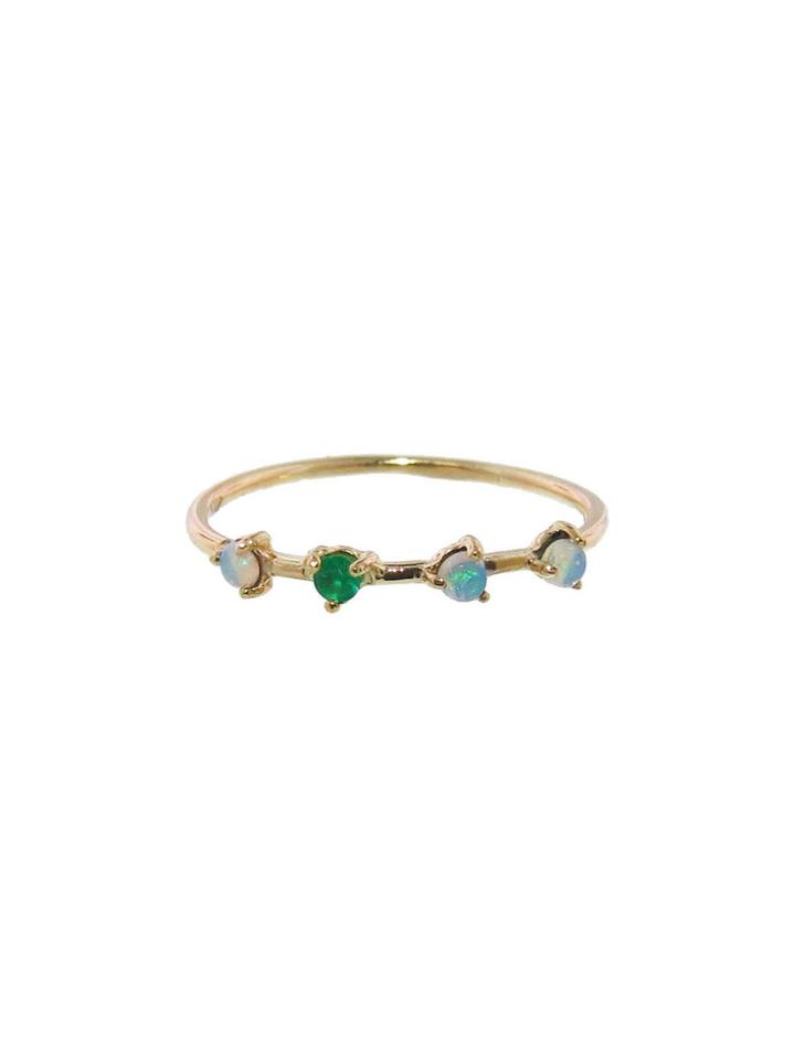 Wwake Four Step Ring - Opal And Emerald