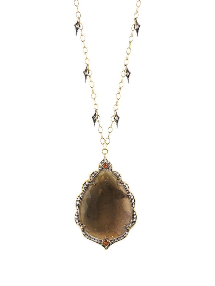 Cathy Waterman Sapphire Arabesque Frame Necklace
