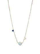 Wwake Three-step Necklace With Opal, Sapphire And White Diamond