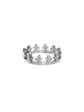 Gintare Fleur De Lis Crown Ring - Matte White Gold