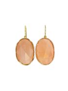 Irene Neuwirth Oval Rose Cut Peach Moonstone Earrings - Yellow Gold