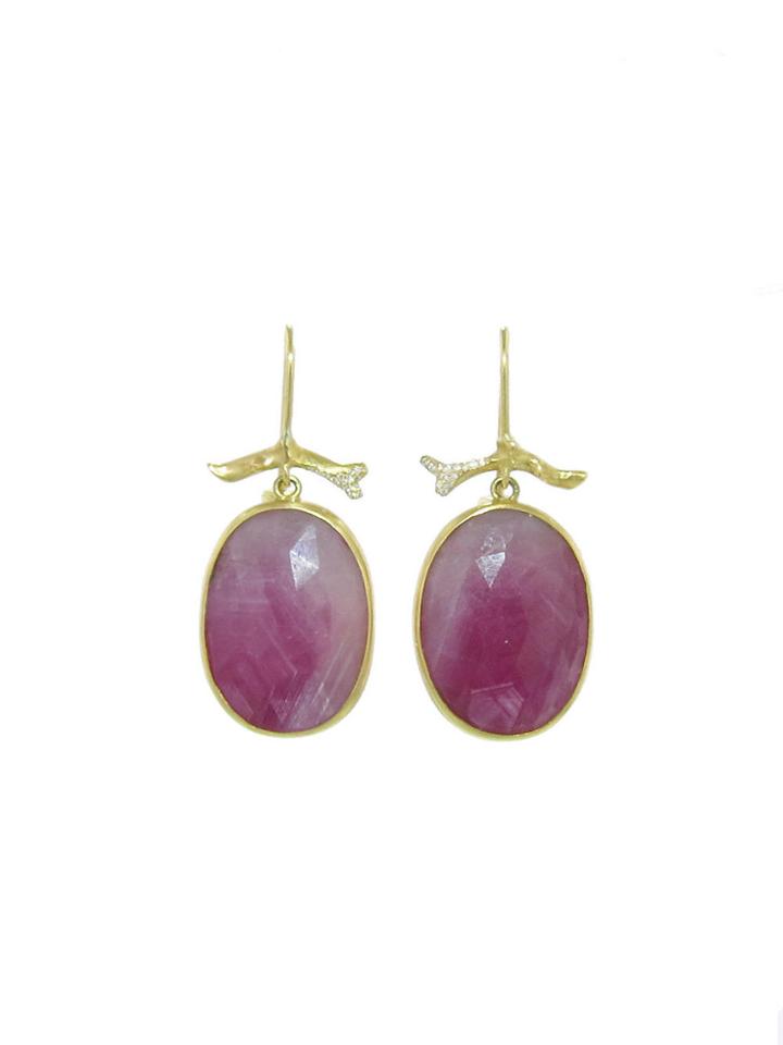 Annette Ferdinandsen Pink Sapphire Diamond Drop Earrings