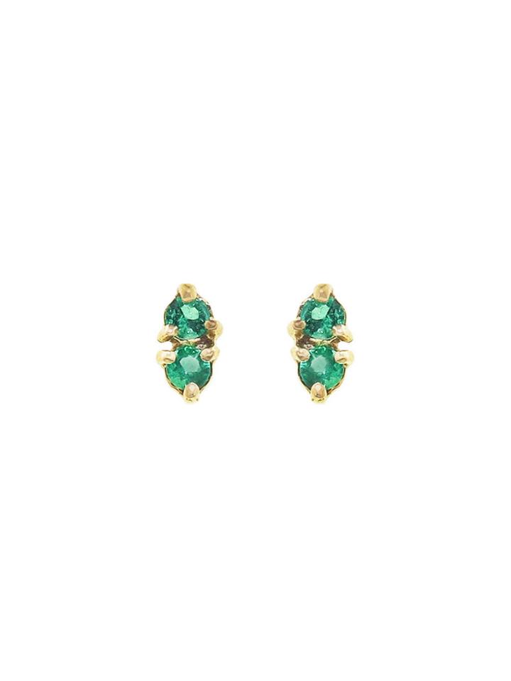 Wwake Two-step Emerald Earrings