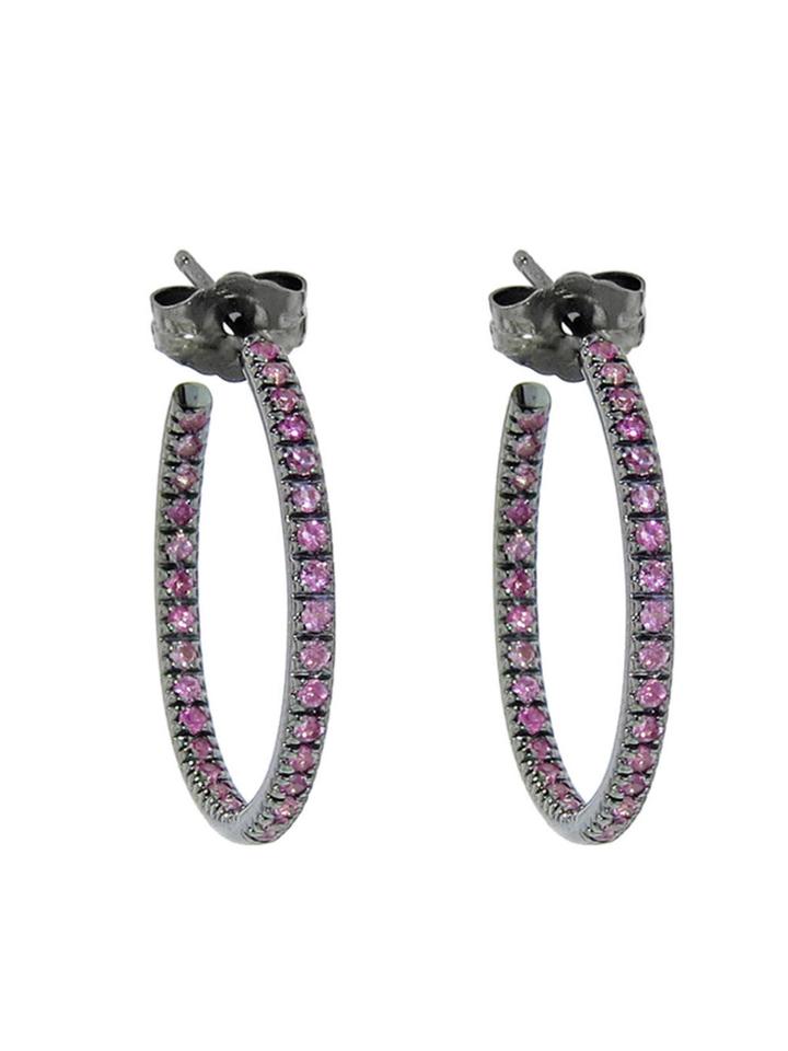 Sydney Evan Medium Pink Sapphire Hoops