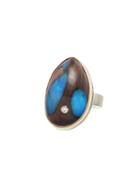 Jamie Joseph Brown And Blue Oval Boulder Opal Ring With Diamonds