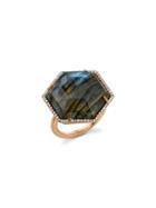 Irene Neuwirth Hexagonal Labradorite Ring In Rose Gold With Diamonds