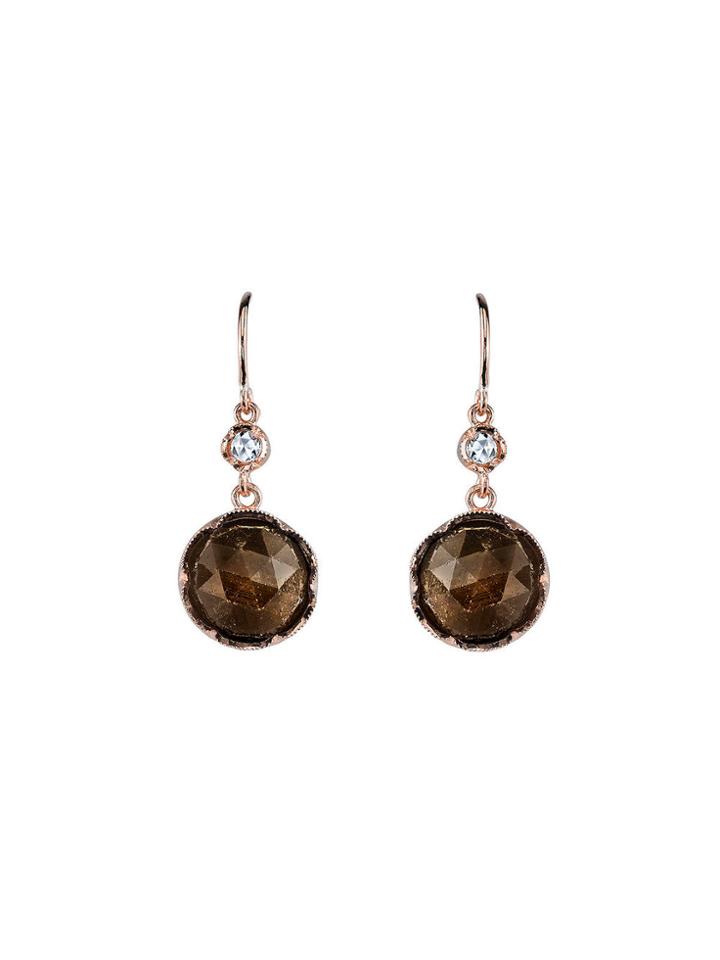 Irene Neuwirth Rose Cut Golden Sapphire Drop Earrings - Rose Gold