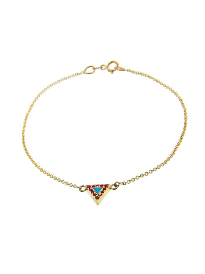 Jennifer Meyer Turquoise And Ruby Triangle Inlay Bracelet