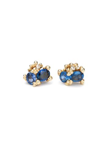 Ruth Tomlinson Blue Sapphire And Gold Granule Studs