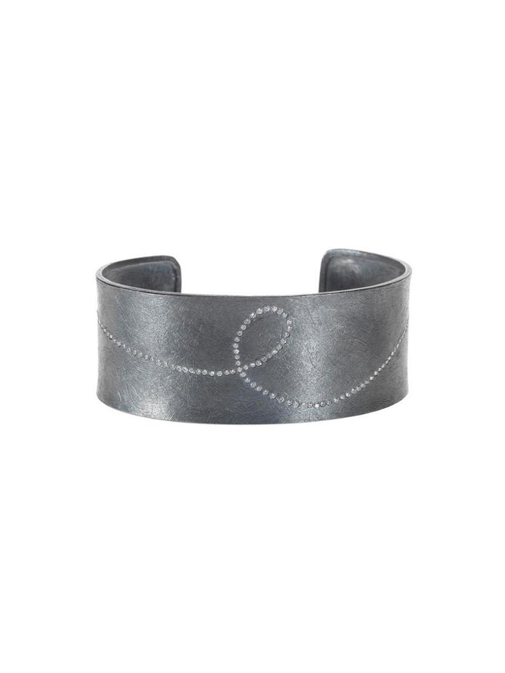Todd Reed Oxidized Cuff With White Brilliant Swirl