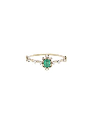 Kataoka Framed Emerald And Scattered Diamond Ring