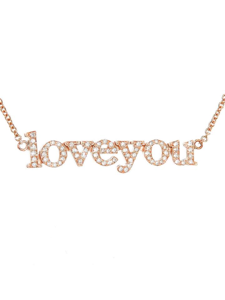 Jennifer Meyer Diamond Loveyou Statement Necklace - Rose Gold