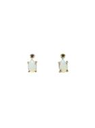 N+a New York Oval Opal Stud Earrings With Diamonds
