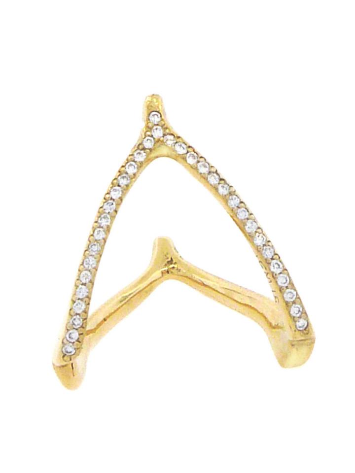 Jennifer Meyer Diamond Wishbone Ring - Yellow Gold