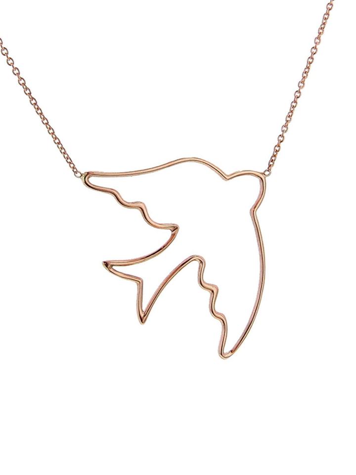 Kismet By Milka Large Open Bird Necklace In Rose Gold