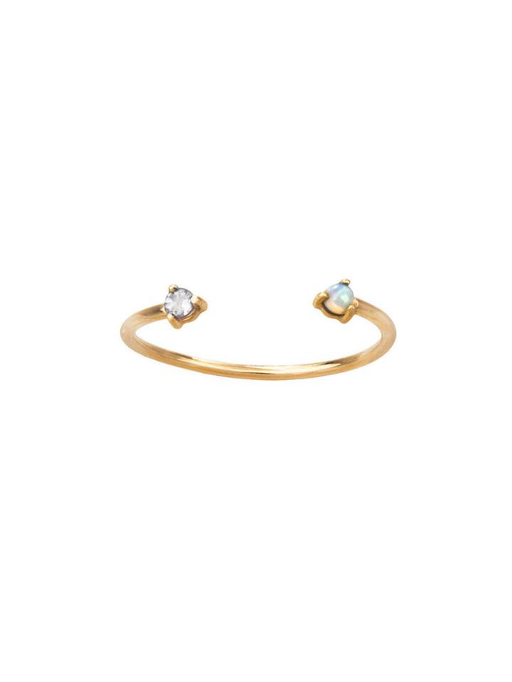 Wwake Two Step Ring - Opal And Tanzanite