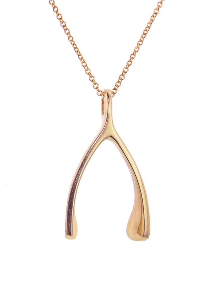 Jennifer Meyer Rose Gold Wishbone Pendant