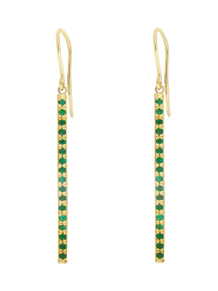 Jennifer Meyer Yellow Gold Emerald Stick Earrings