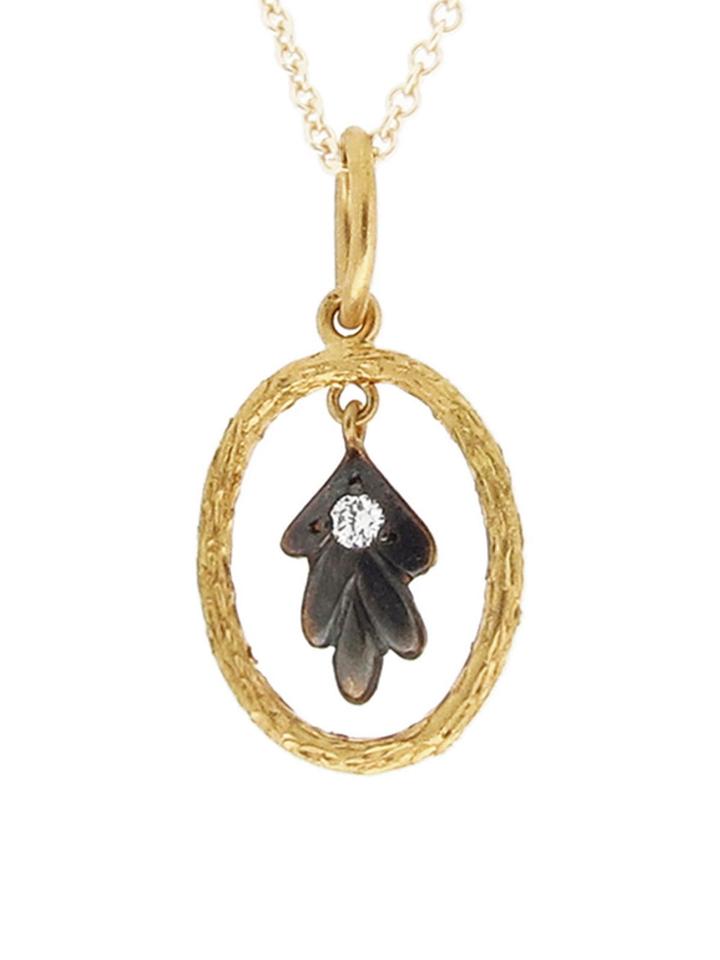 Cathy Waterman Ylang 23 Charm For Charity On Chain - Cut Out Leaf With Diamond - Yellow Gold