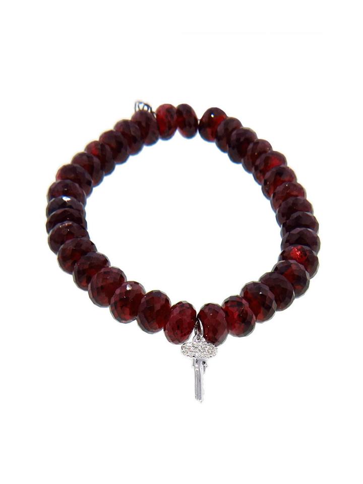 Sydney Evan Mini Diamond Key On Faceted Garnet - White Gold