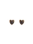 Jennifer Meyer Black Diamond Heart Studs - Rose Gold