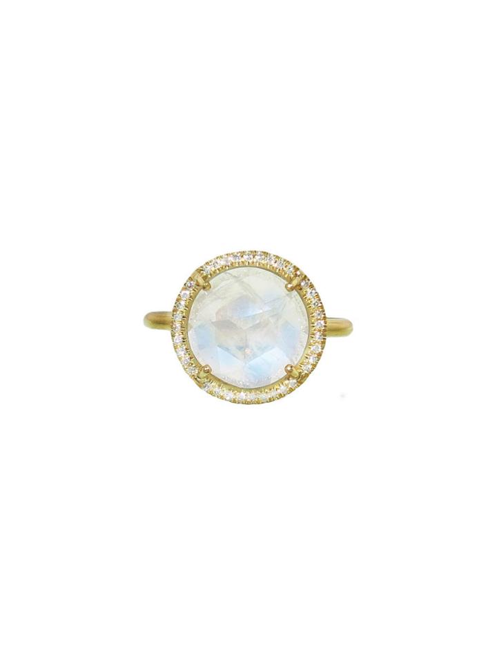 Irene Neuwirth Rose Cut Rainbow Moonstone Ring With Diamonds