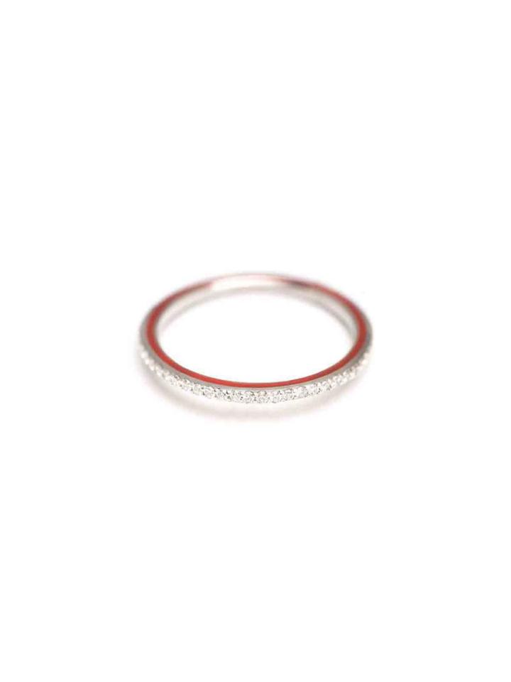 Ylang 23 Skinny Deco Eternity Ring - Rose And Red Enamel