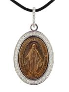 Pippo Perez Holy Mary Pendant In White Gold With White Diamonds - Rose Center