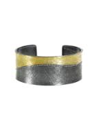 Todd Reed Wide Oxidized Sterling And Yellow Gold Cuff With Diamonds
