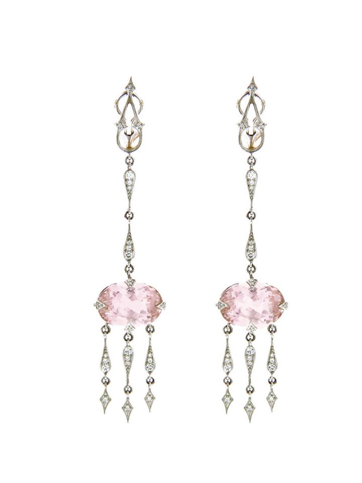 Cathy Waterman Kunzite Raindrop Earrings - Platinum